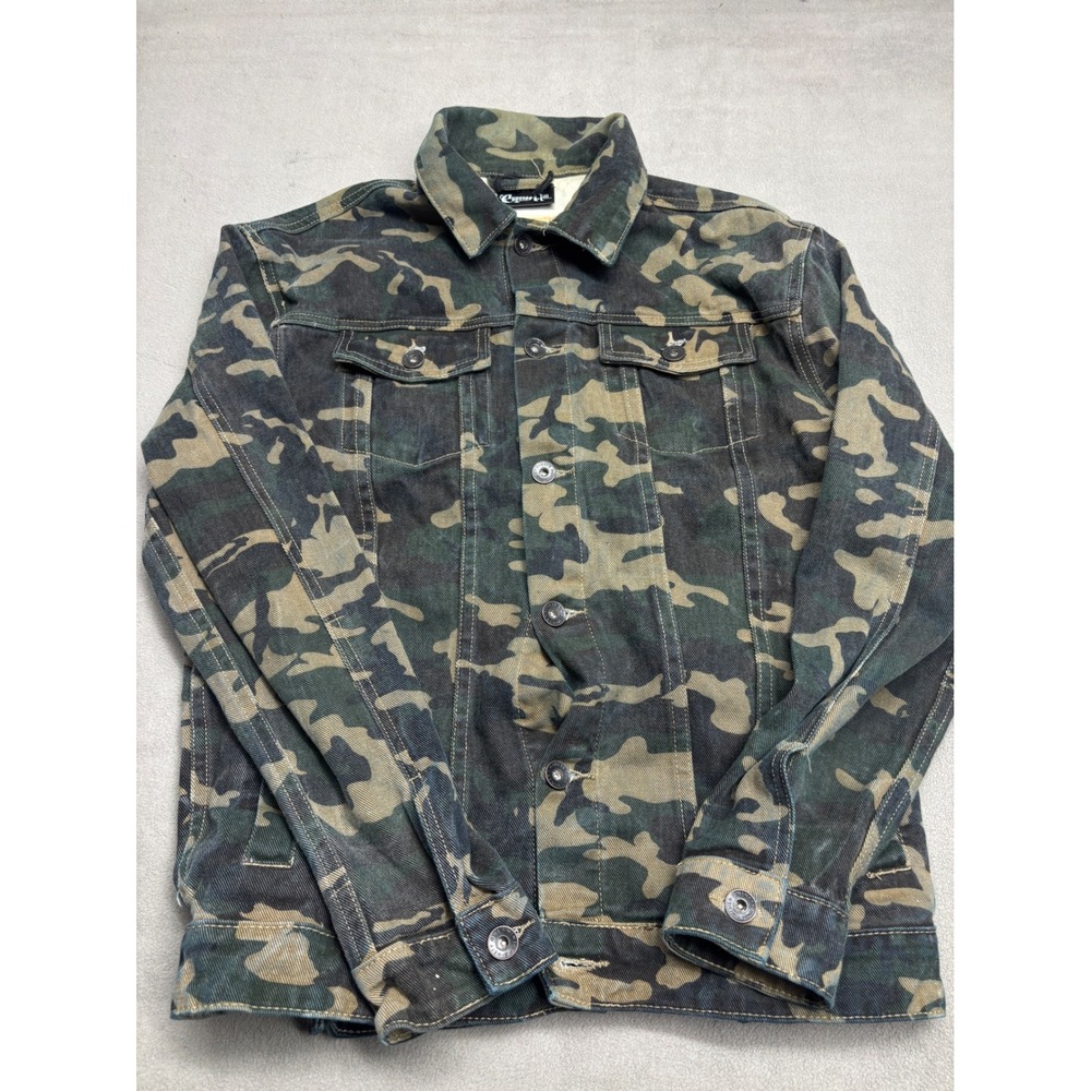 Cypress Hill Camouflage Denim Trucker Jacket Mens Small Camo Cotton On 91